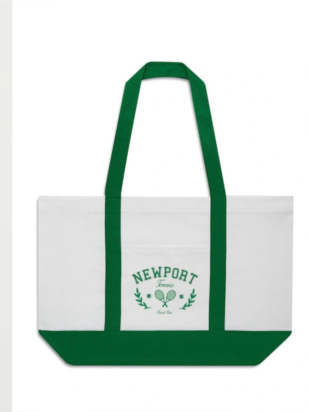 Beach Riot White and Green Canvas Tote with Tennis Logo